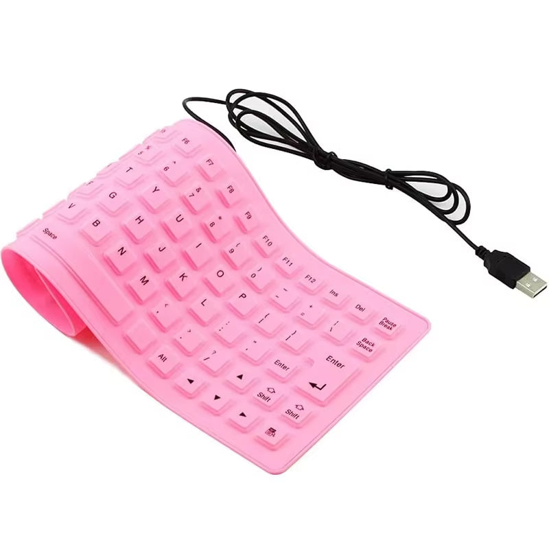 Silicone Mute Soft Keyboard 85-Key Computer Keyboard USB Wired Keyboard Portable Mini yo Laptop Pc Folding Waterproof Keyboard