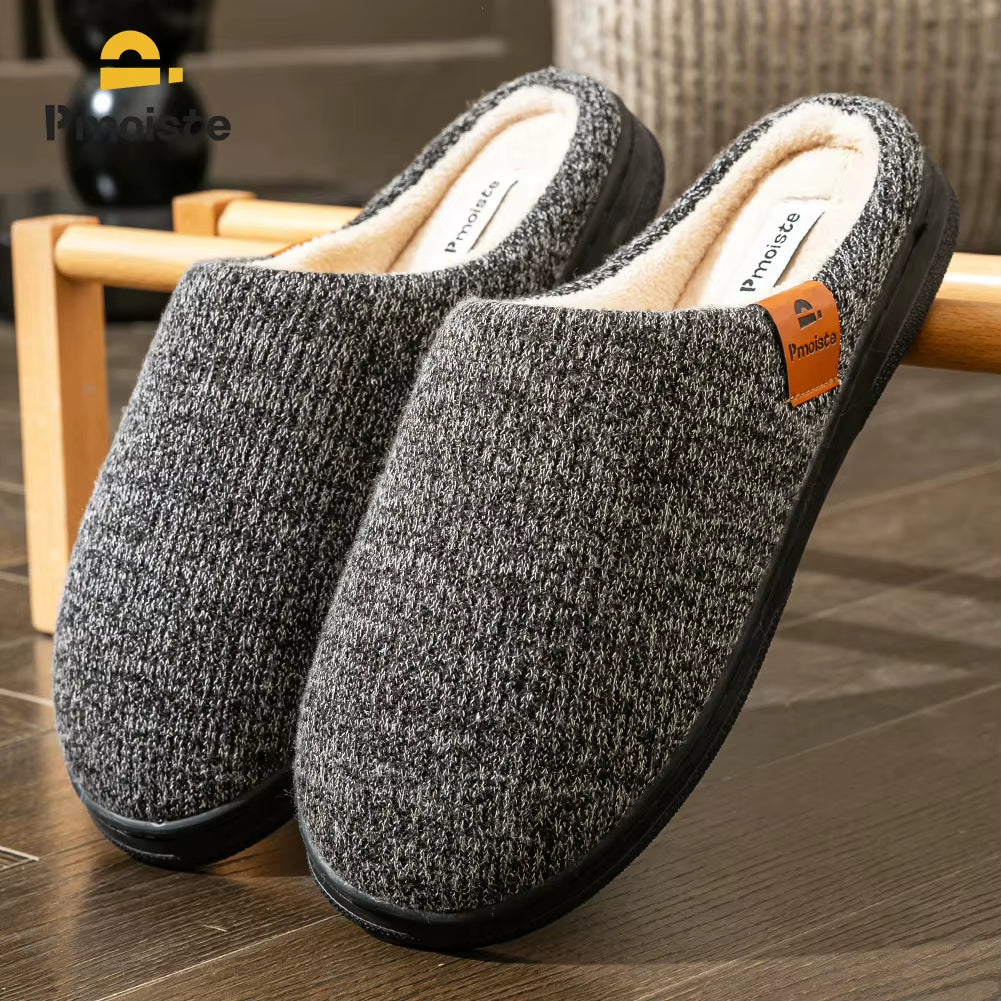 Cozy Memory Foam Slippers for Men - Soft Suede, Non-Slip TPR Sole, and Stylish Stripe Design