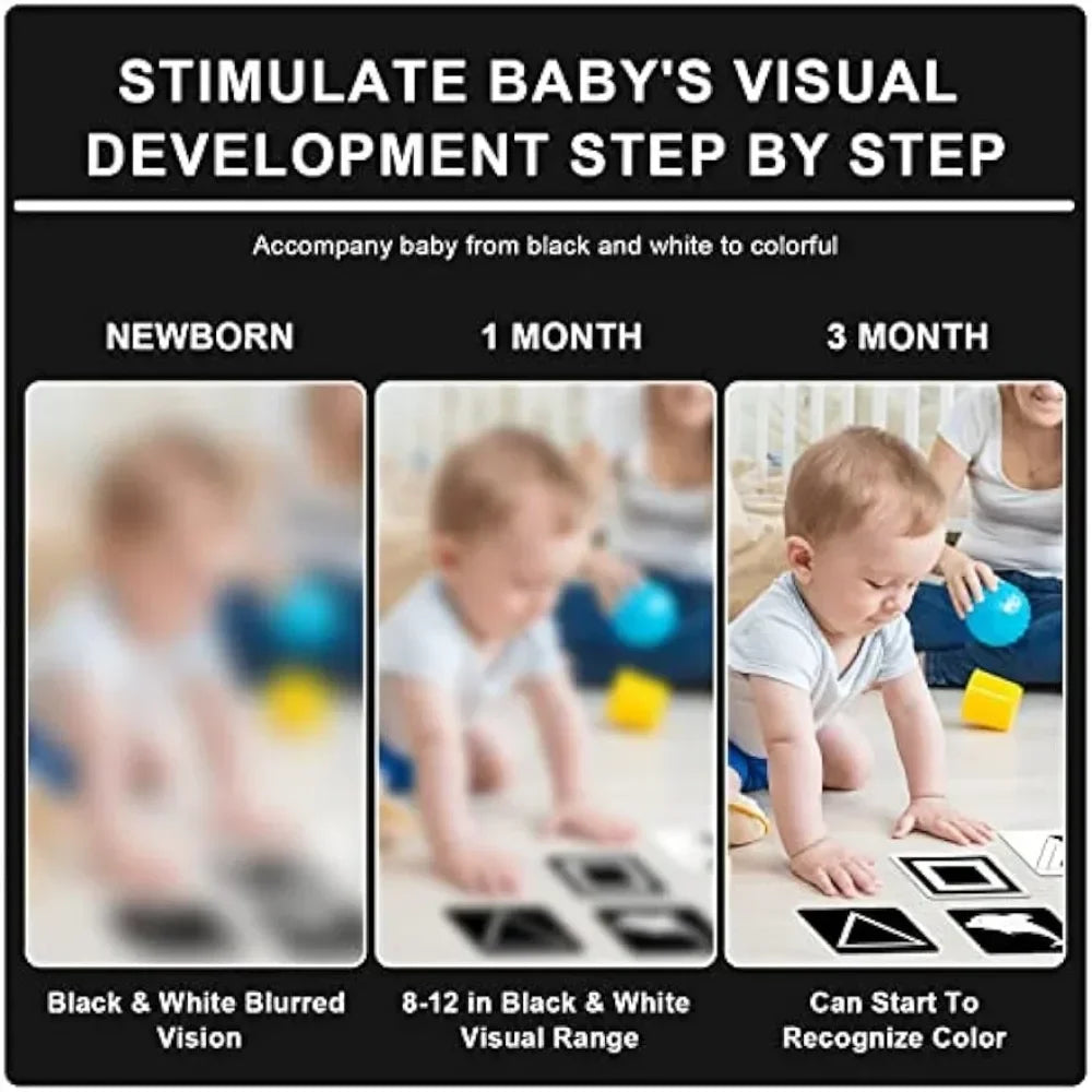 Montessori Baby Vision Stimulation Cards Black White High Contrast Card Stimulate Newborn Visual Early Educational Learning Toys