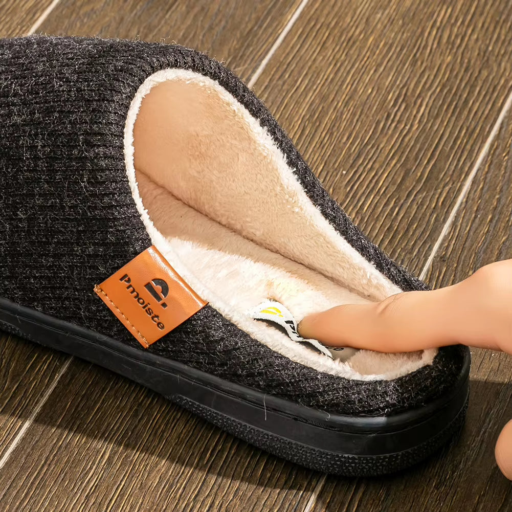 Cozy Memory Foam Slippers for Men - Soft Suede, Non-Slip TPR Sole, and Stylish Stripe Design