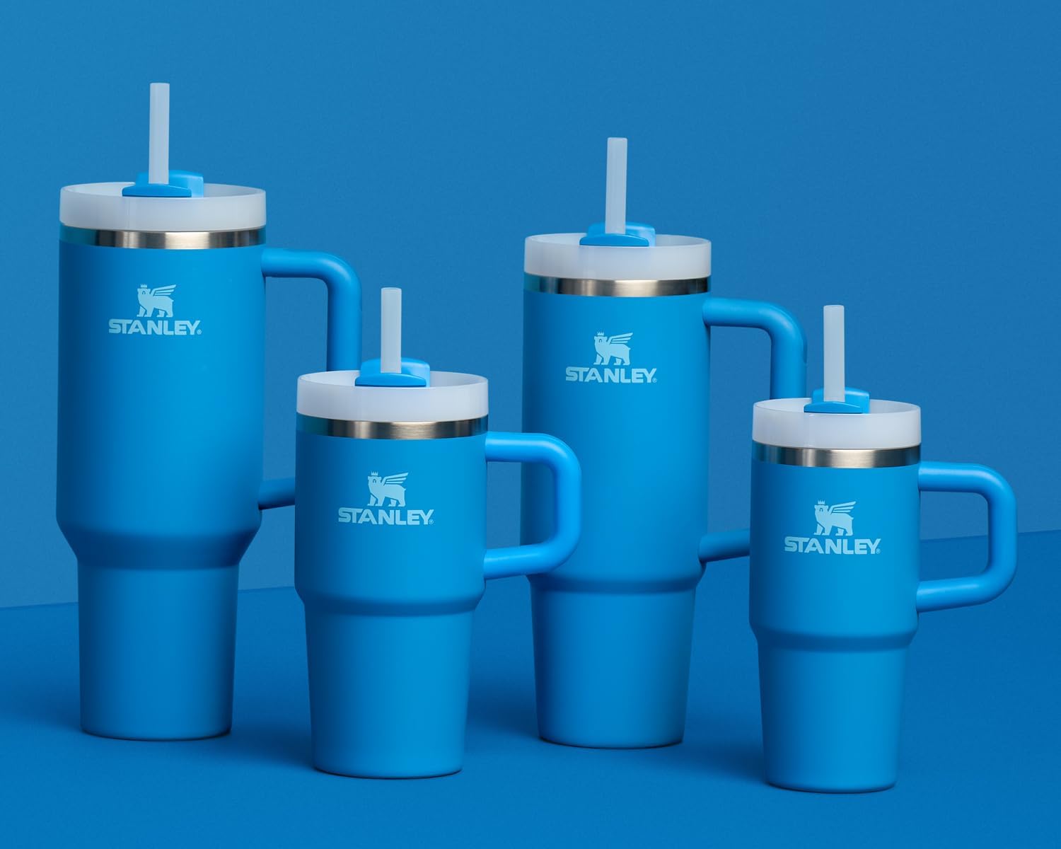 Stanley Quencher H2.0 14 oz Insulated Stainless Steel Tumbler with Handle, Straw, and FlowState™ 3-Position Lid in Azure