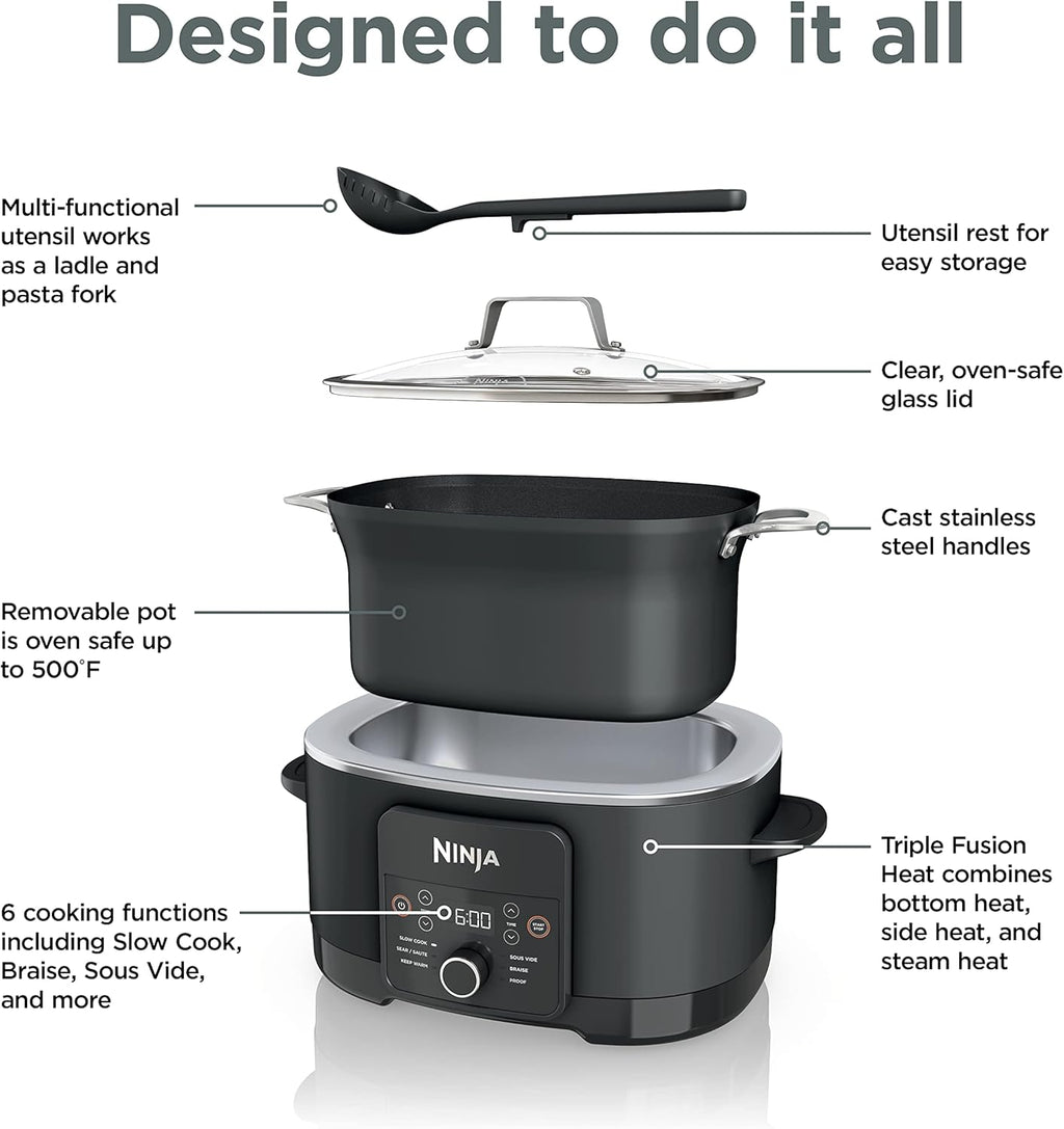Possible cooker™ Plus 12-in-1 Multi-Cooker, 8.5-Qt – Sous Vide, Proof, Slow Cook, Dutch Oven & More | Nonstick, Oven-Safe Pot to 500°F | Glass Lid & Integrated Spoon | Black (MC1010)