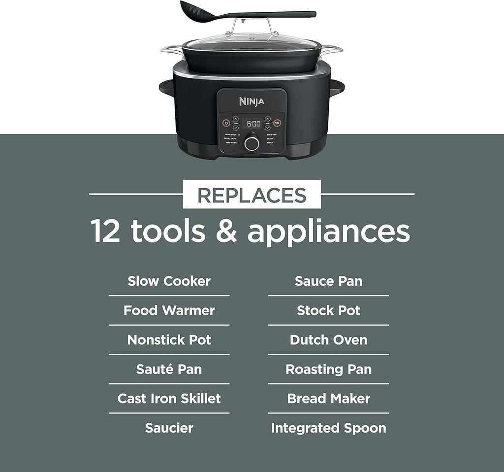 Possible cooker™ Plus 12-in-1 Multi-Cooker, 8.5-Qt – Sous Vide, Proof, Slow Cook, Dutch Oven & More | Nonstick, Oven-Safe Pot to 500°F | Glass Lid & Integrated Spoon | Black (MC1010)