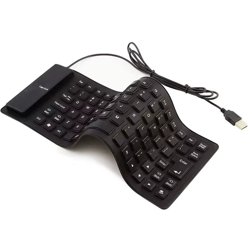 Silicone Mute Soft Keyboard 85-Key Computer Keyboard USB Wired Keyboard Portable Mini yo Laptop Pc Folding Waterproof Keyboard