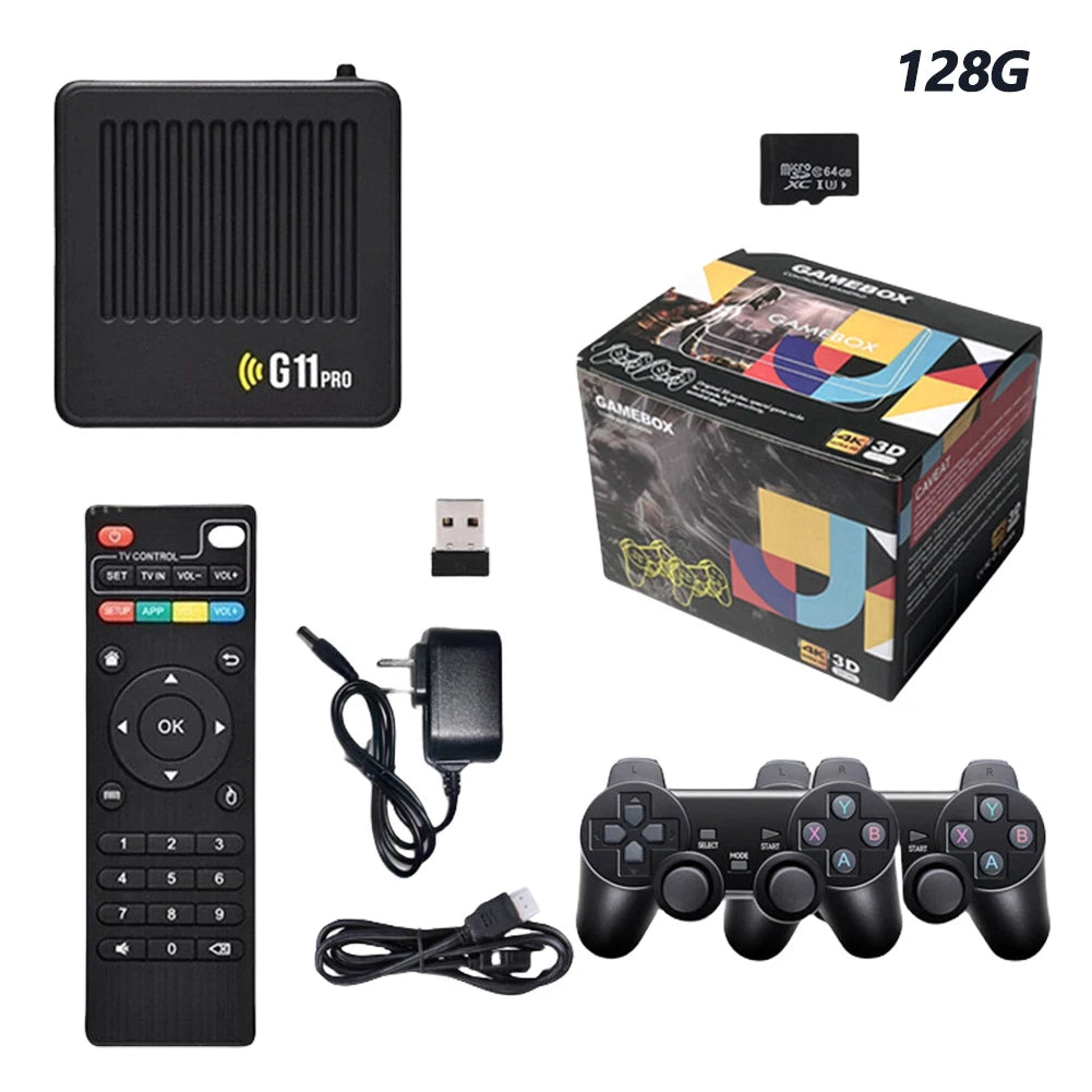 G11 Pro Game Box 4K HD TV Game Stick Video Game Console 128G Built in 40000 Retro Games Portable Game Player Wireless Gamepad