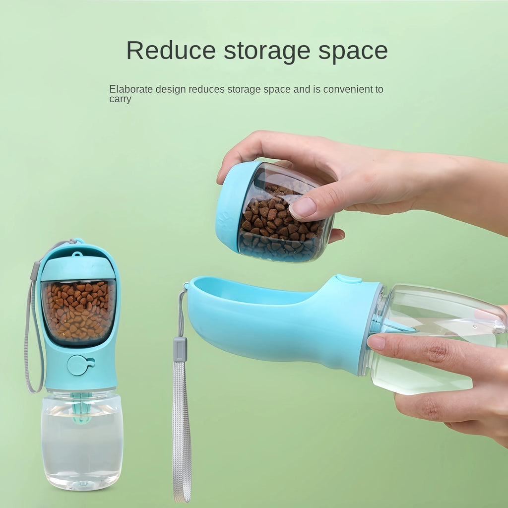 2 In1 Portable Dog Cat Water Bottle with Storage Food and Water Container for Puppy Pets Dogs Feeder Bowl Outdoor Travel